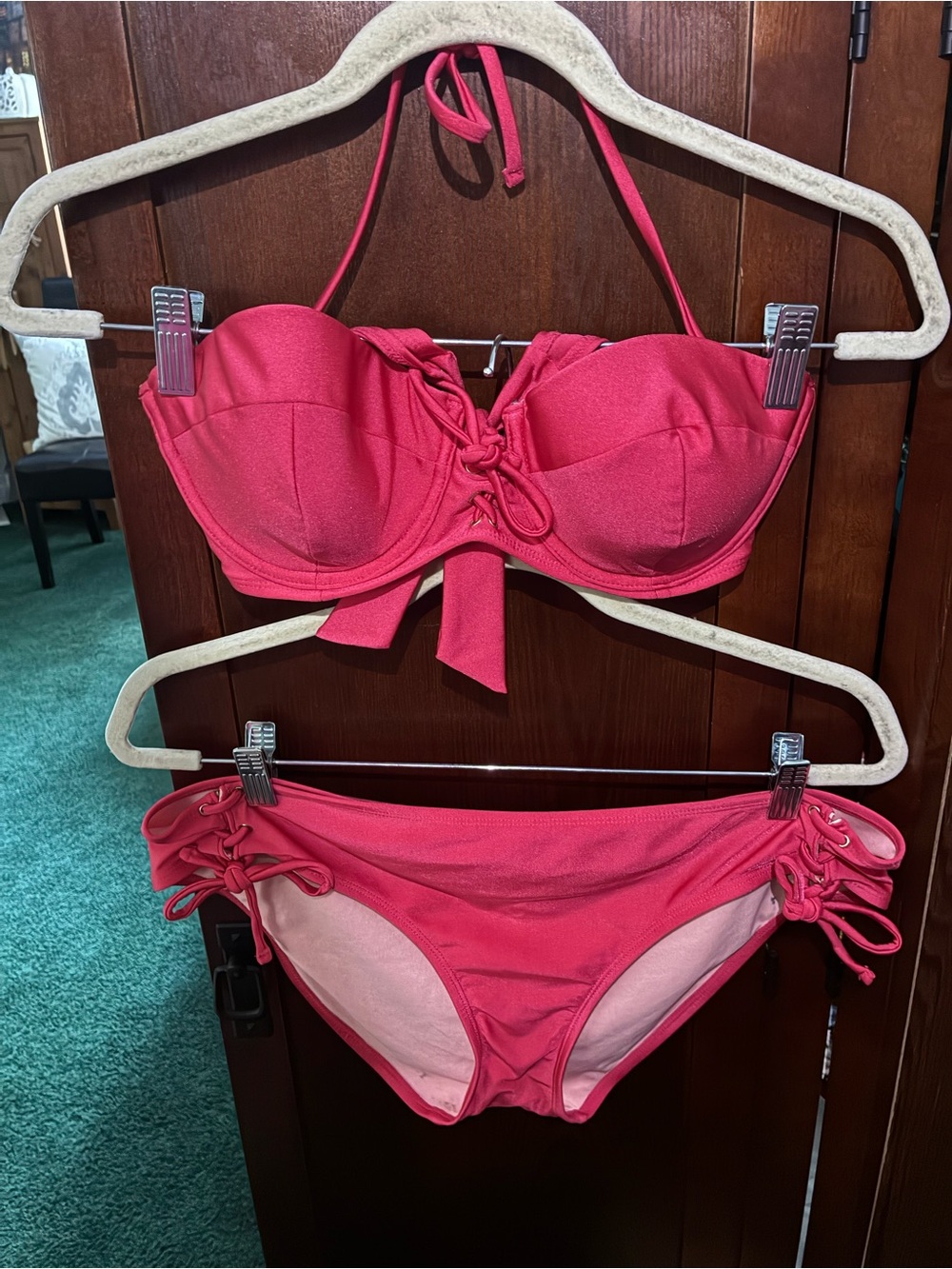Women’s Buckle Coral Bikini Set “Ninety-Nine Degrees” Brand L top XL Bottoms